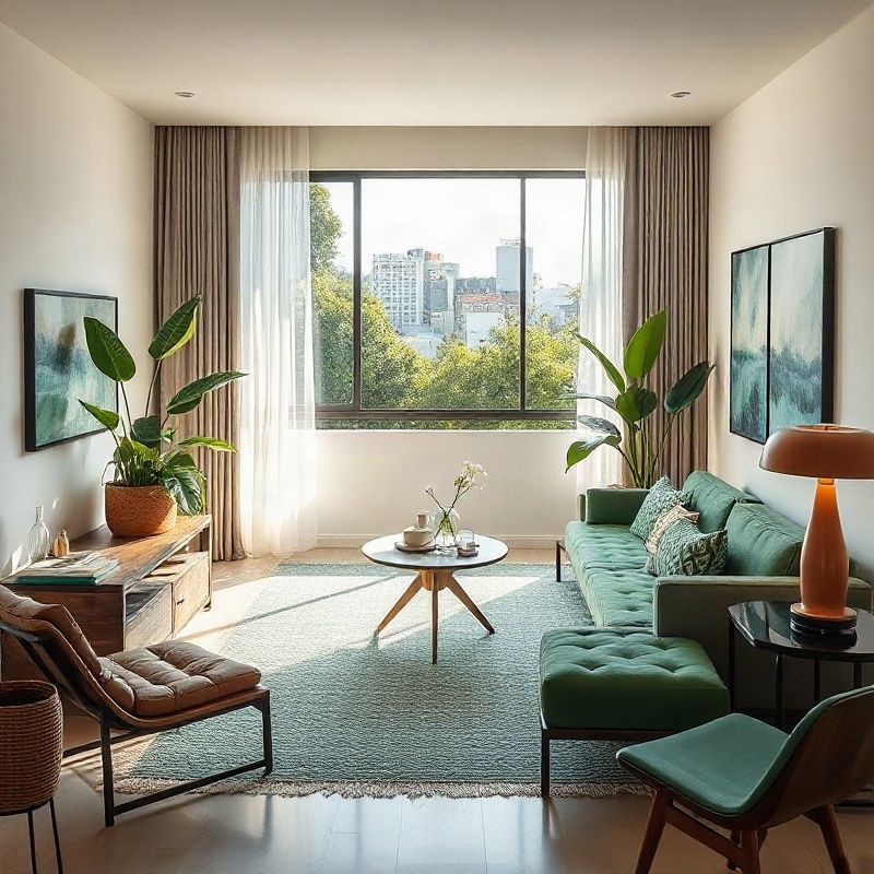 Sala de estar moderna em apartamento para locação em Salvador