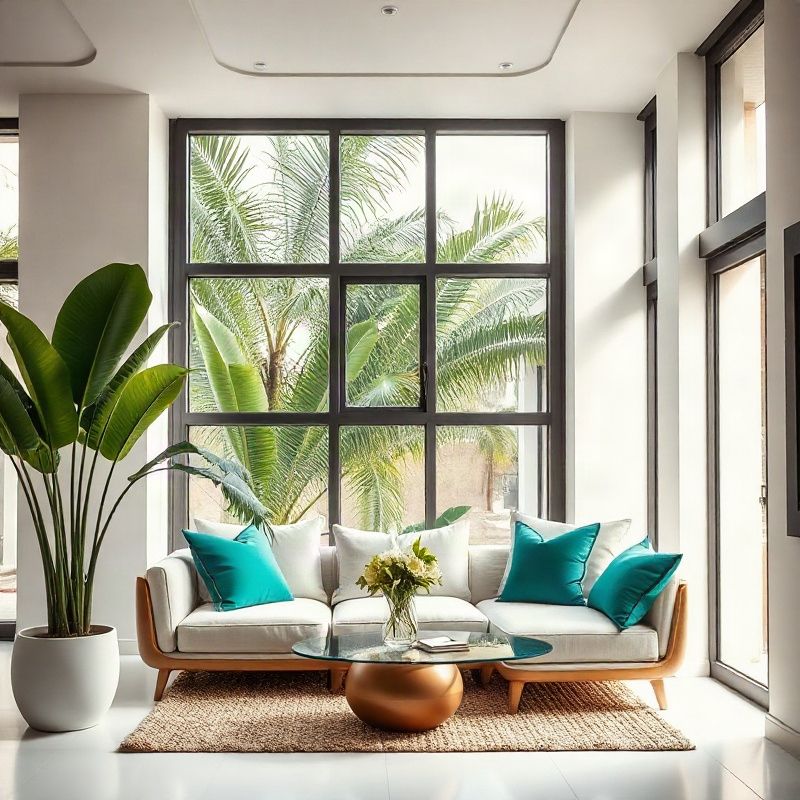Interior claro de apartamento em Salvador com luz equatorial